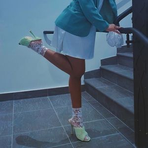 Green slipper like heels. Very comfortable